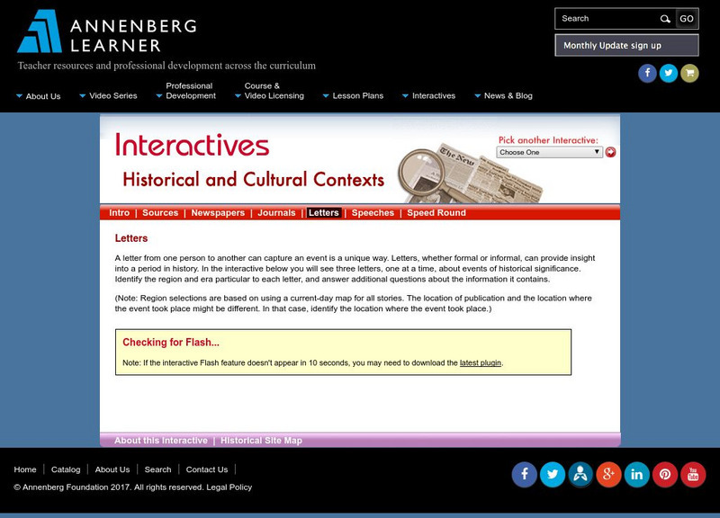 Annenberg Learner: Letters: Use Your Document Detective Skills Activity Annenberg Learner: Letters: Use Your Document Detective Skills Activity