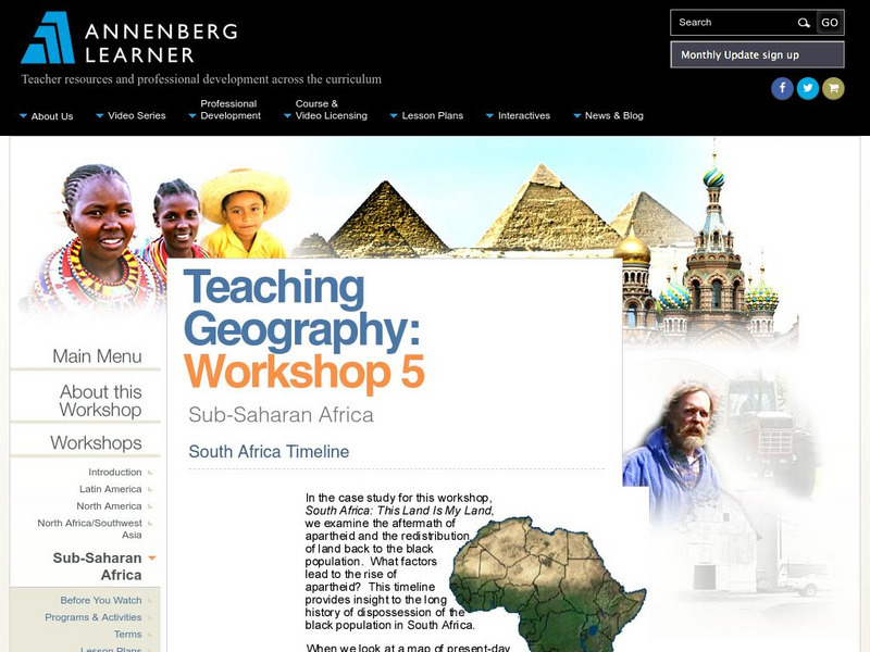 Annenberg Learner: South Africa Timeline Handout Annenberg Learner: South Africa Timeline Handout