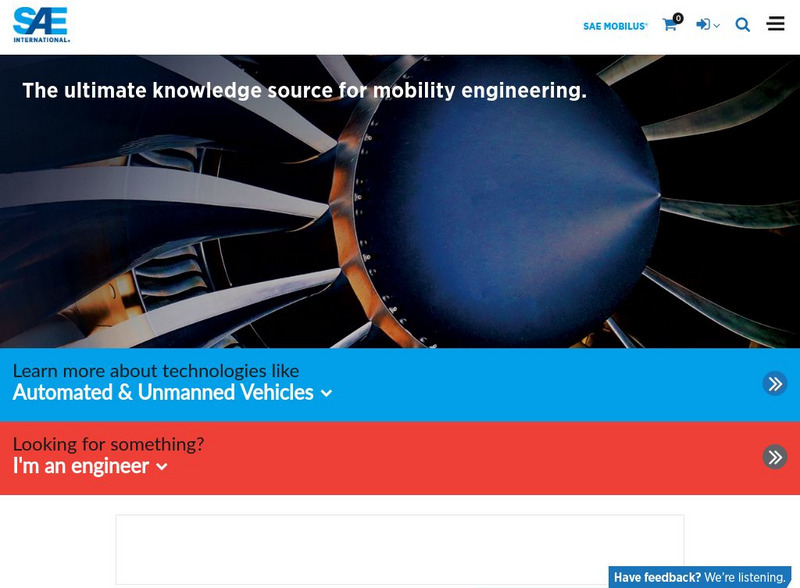 Home Page for the Society of Automotive Engineers (Sae) Website