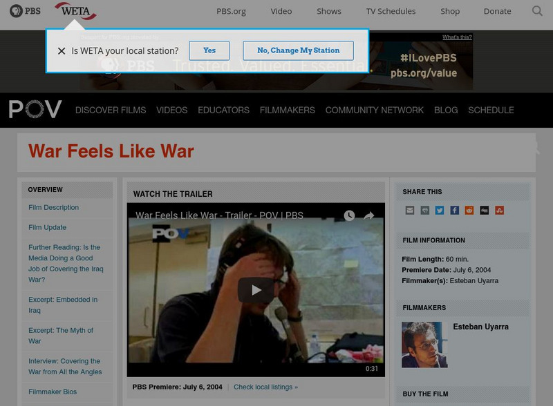 Pbs Teachers: War Feels Like War: Journalism in War Time (Teacher Resources) Lesson Plan Pbs Teachers: War Feels Like War: Journalism in War Time (Teacher Resources) Lesson Plan