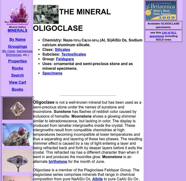 Amethyst Galleries: Mineral Gallery: Moonstone Handout Amethyst Galleries: Mineral Gallery: Moonstone Handout