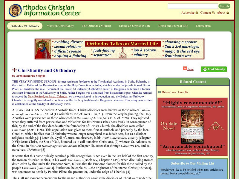 Orthodox Christian Info Center: Christianity & Orthodoxy Article Orthodox Christian Info Center: Christianity & Orthodoxy Article