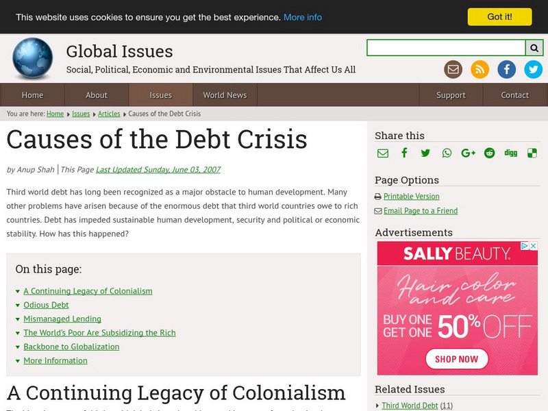 Global Issues: Causes of Debt Crisis Article Global Issues: Causes of Debt Crisis Article