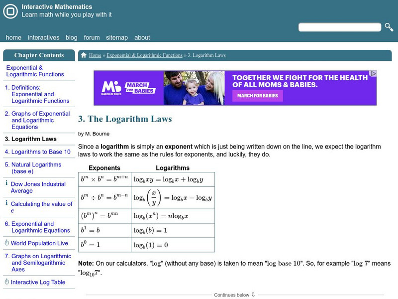 Interactive Mathematics: Properties of Logarithms Activity Interactive Mathematics: Properties of Logarithms Activity