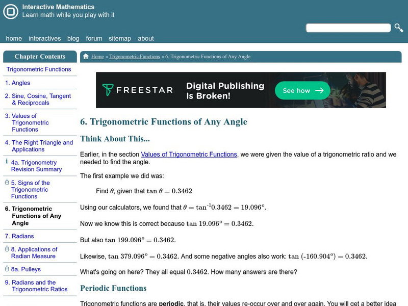 Interactive Mathematics: Trigonometric Functions of Any Angle Activity Interactive Mathematics: Trigonometric Functions of Any Angle Activity