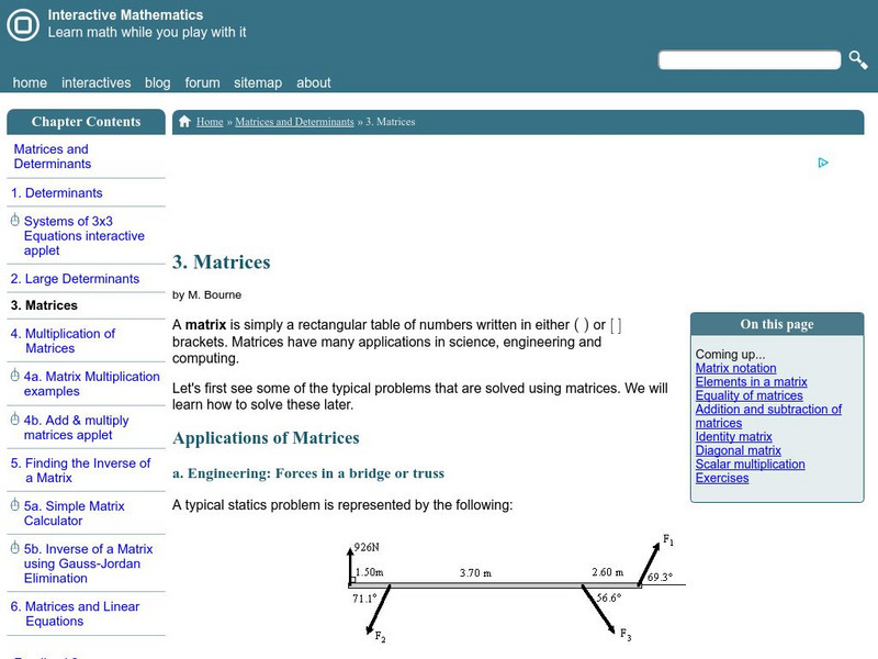 Interactive Mathematics: Matrices Activity