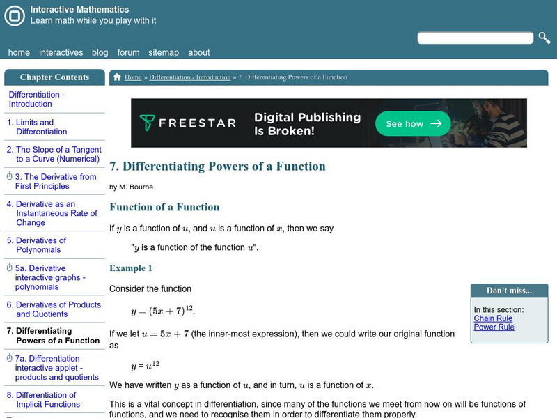 Interactive Mathematics: Powers of a Function Activity Interactive Mathematics: Powers of a Function Activity
