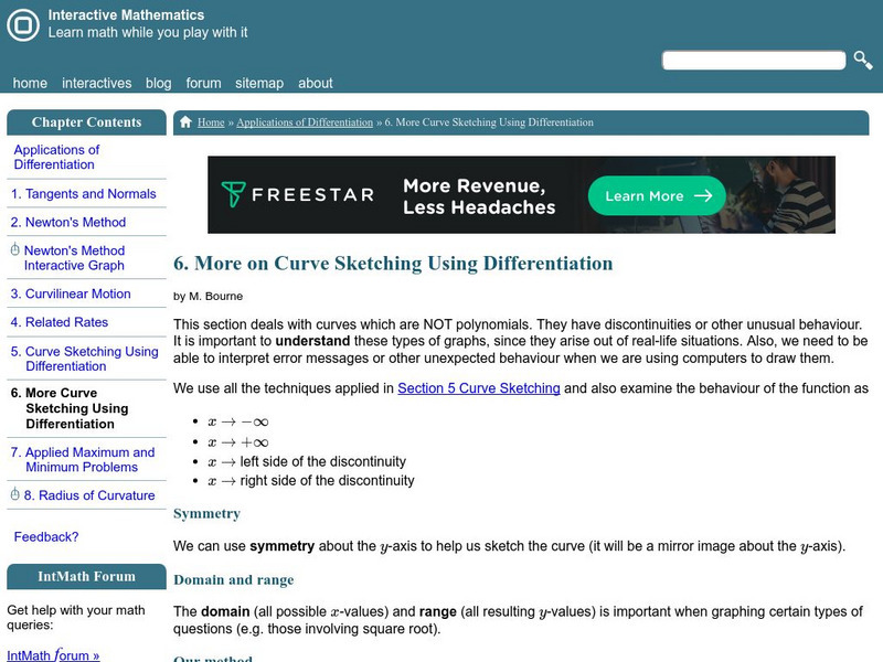 Interactive Mathematics: More on Curve Sketching Graphic