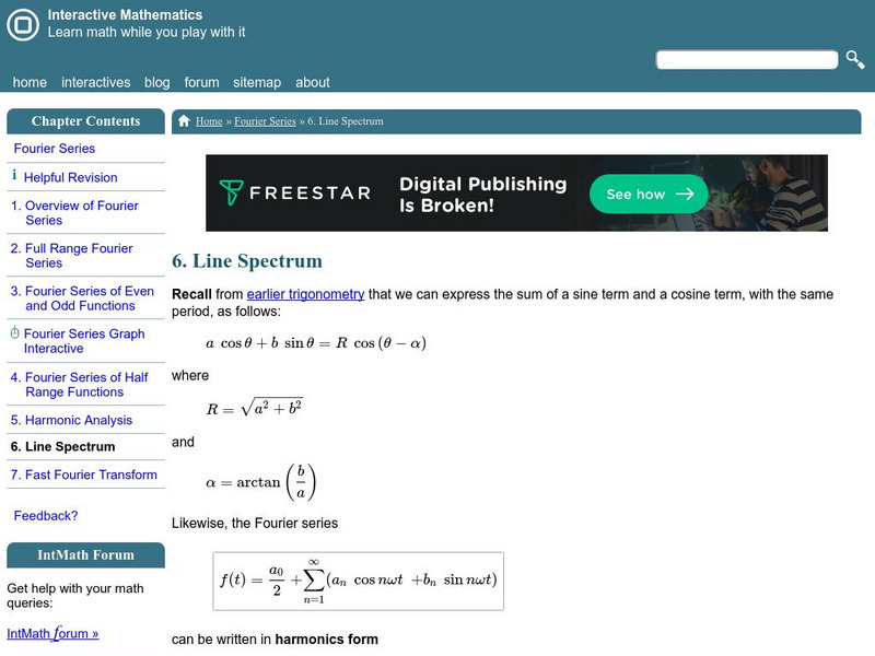 Interactive Mathematics: Line Spectrum Activity Interactive Mathematics: Line Spectrum Activity
