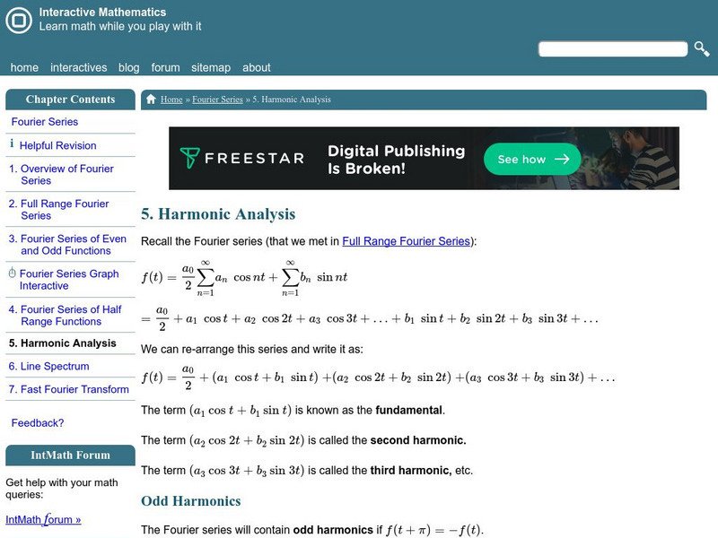 Interactive Mathematics: Harmonic Analysis Activity Interactive Mathematics: Harmonic Analysis Activity