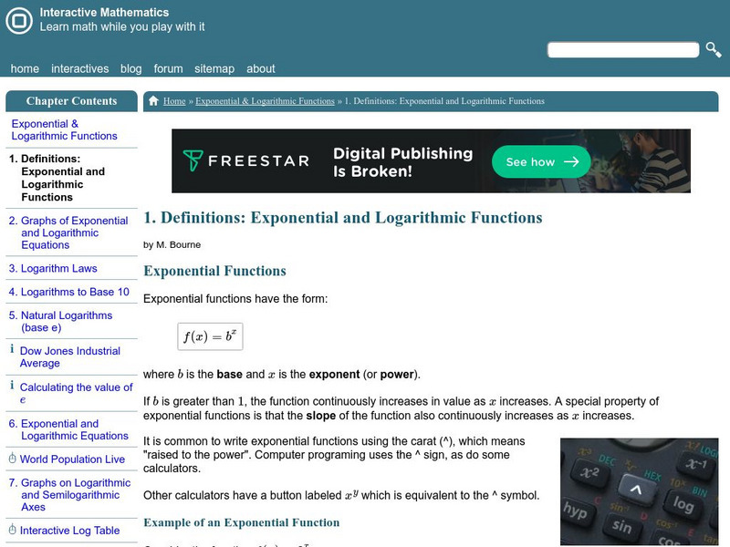 Interactive Mathematics: Exponential & Logarithmic Functions Activity Interactive Mathematics: Exponential & Logarithmic Functions Activity