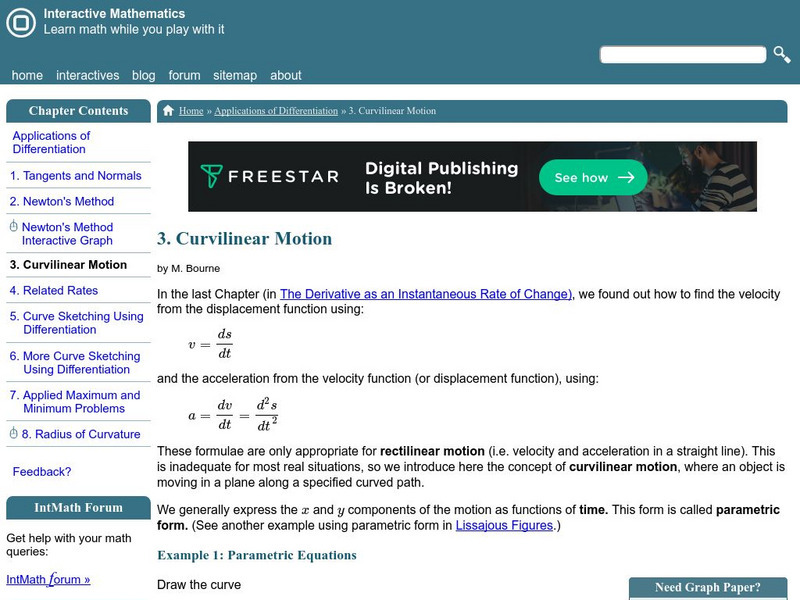 Interactive Mathematics: Curvilinear Motion Unit Plan Interactive Mathematics: Curvilinear Motion Unit Plan