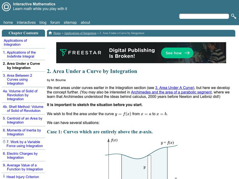 Interactive Mathematics: Areas by Integration Activity Interactive Mathematics: Areas by Integration Activity