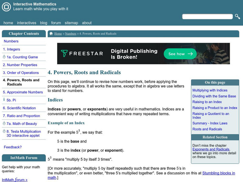 Interactive Mathematics: Powers Activity