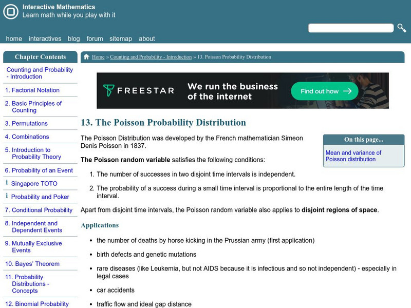 Interactive Mathematics: Poisson Distribution Activity
