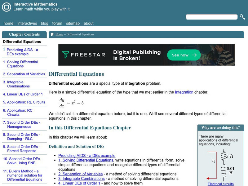 Interactive Mathematics: Differential Equations Activity Interactive Mathematics: Differential Equations Activity