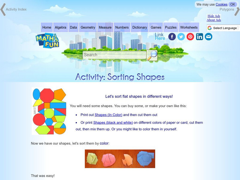 Math Is Fun: Activity: Sorting Shapes Activity