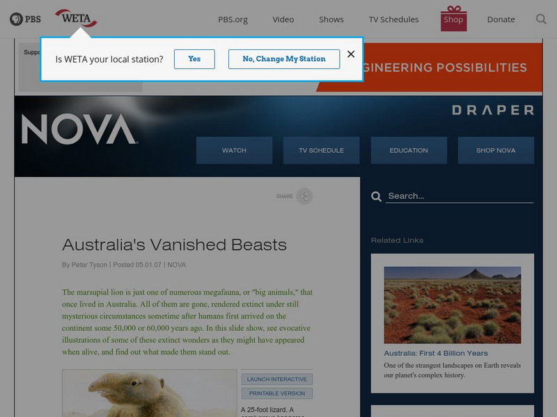 Nova: Bone Diggers: Australia's Vanished Beasts Website Nova: Bone Diggers: Australia's Vanished Beasts Website