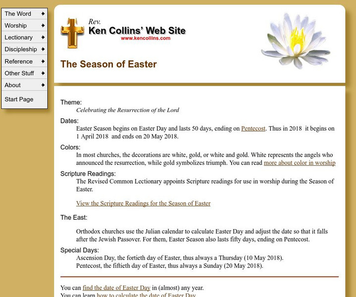 Rev. Ken Collins: The Season of Easter Website Rev. Ken Collins: The Season of Easter Website