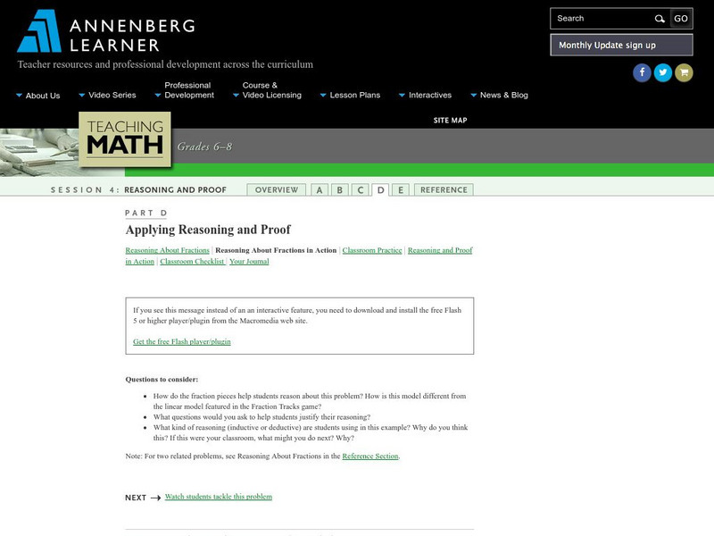 Annenberg Learner: Reasoning About Fractions Activity