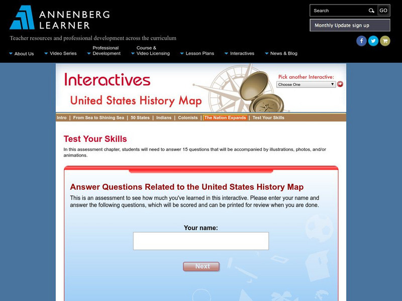 Annenberg Learner: Us History Map Assessment: Test Your Skills Unknown Type Annenberg Learner: Us History Map Assessment: Test Your Skills Unknown Type