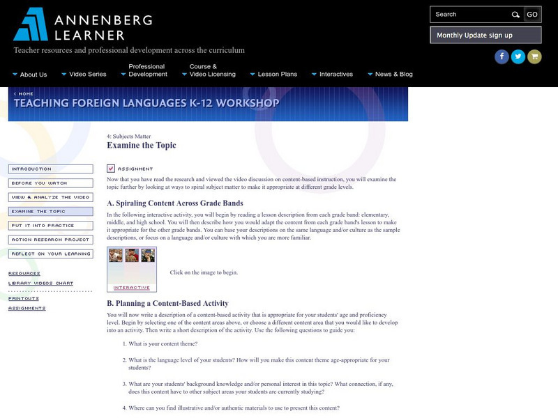 Annenberg Learner: Spiraling Content Across Grade Bands Lesson Plan Annenberg Learner: Spiraling Content Across Grade Bands Lesson Plan