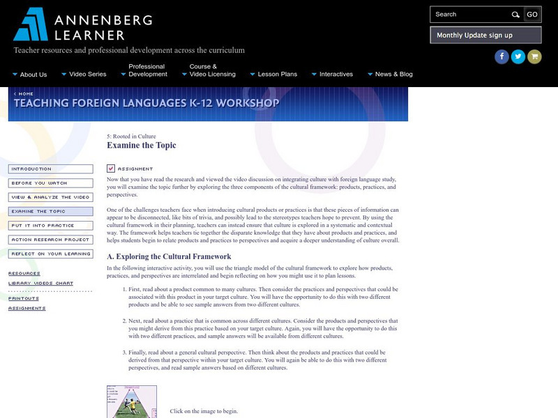 Annenberg Learner: Exploring the Cultural Framework Lesson Plan Annenberg Learner: Exploring the Cultural Framework Lesson Plan