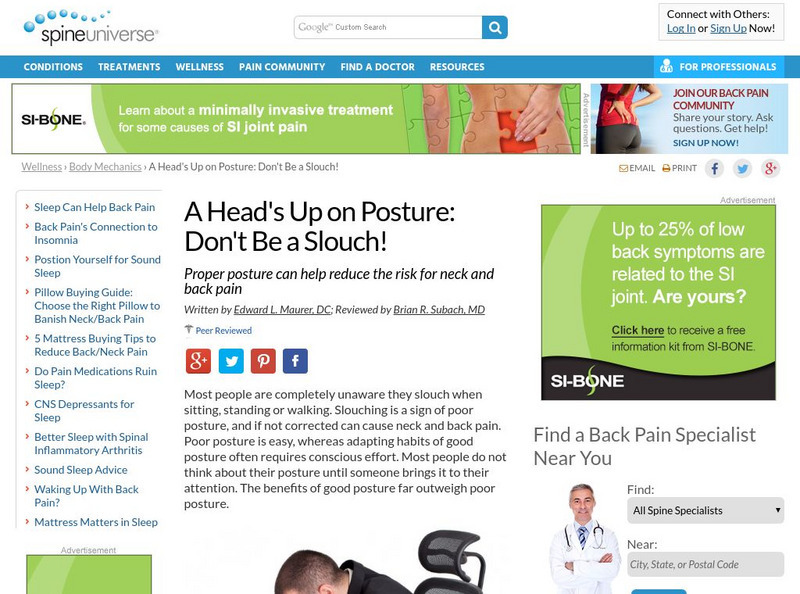 Spine Universe: A Heads Up on Posture Article Spine Universe: A Heads Up on Posture Article