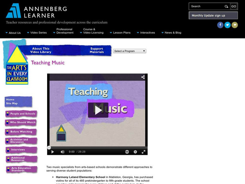 Annenberg Learner: The Arts in Every Classroom: Teaching Music Professional Doc Annenberg Learner: The Arts in Every Classroom: Teaching Music Professional Doc