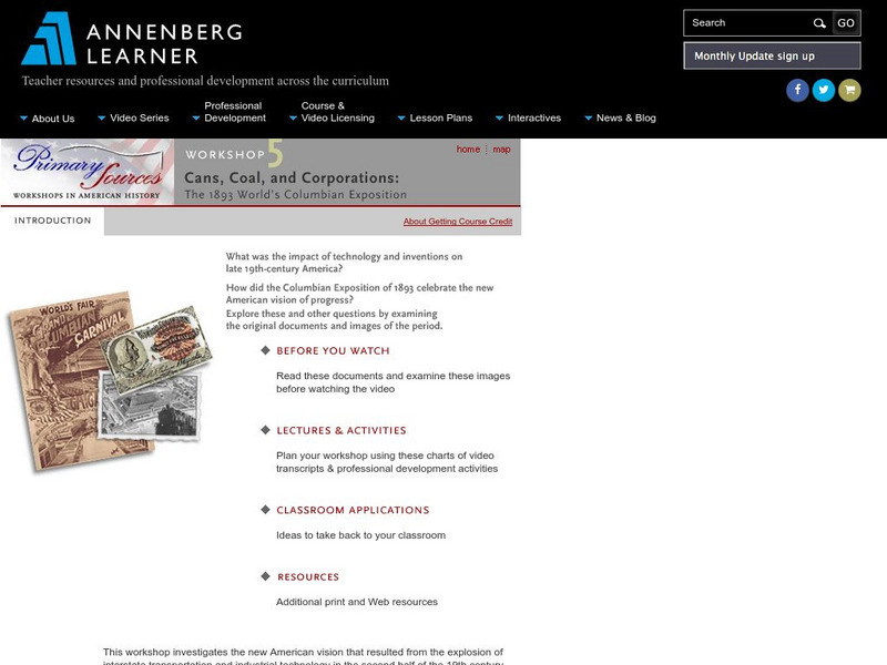 Annenberg Learner: Primary Sources: The 1893 World's Columbian Exposition Professional Doc Annenberg Learner: Primary Sources: The 1893 World's Columbian Exposition Professional Doc