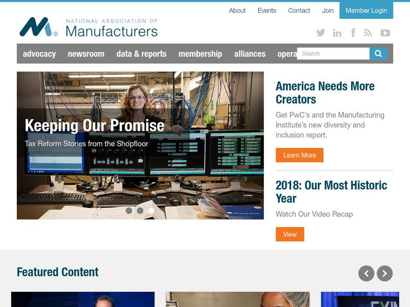 National Association of Manufacturers: Home Page Website National Association of Manufacturers: Home Page Website