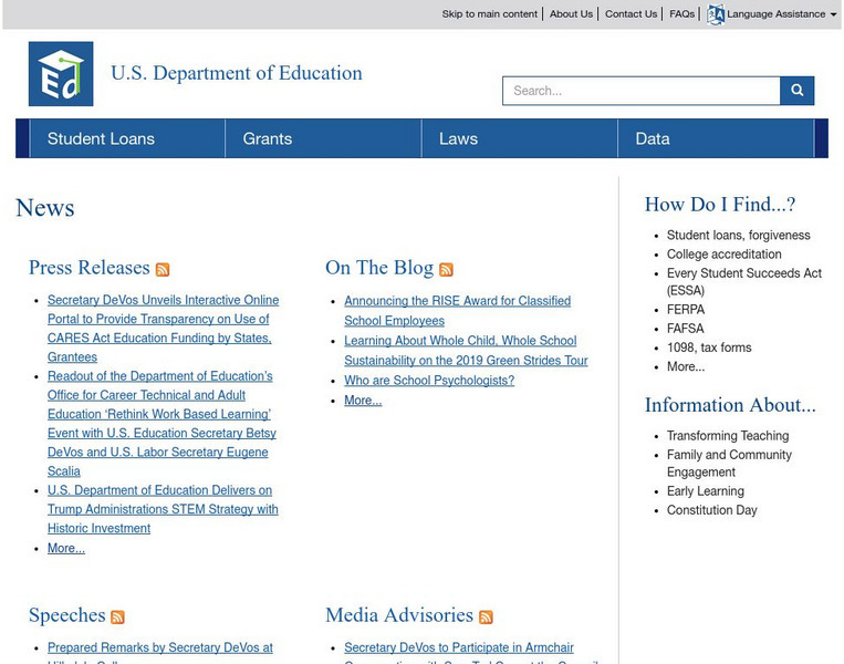 U.s. Dept. Of Education: Education News Website U.s. Dept. Of Education: Education News Website