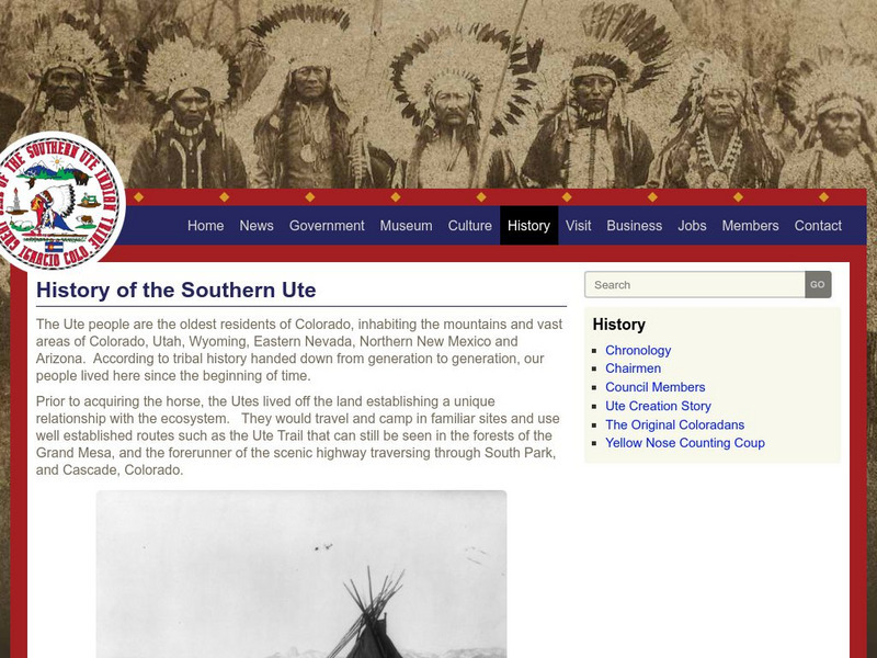 Southern Ute Indian Tribe: Southern Ute Tribal History Website Southern Ute Indian Tribe: Southern Ute Tribal History Website