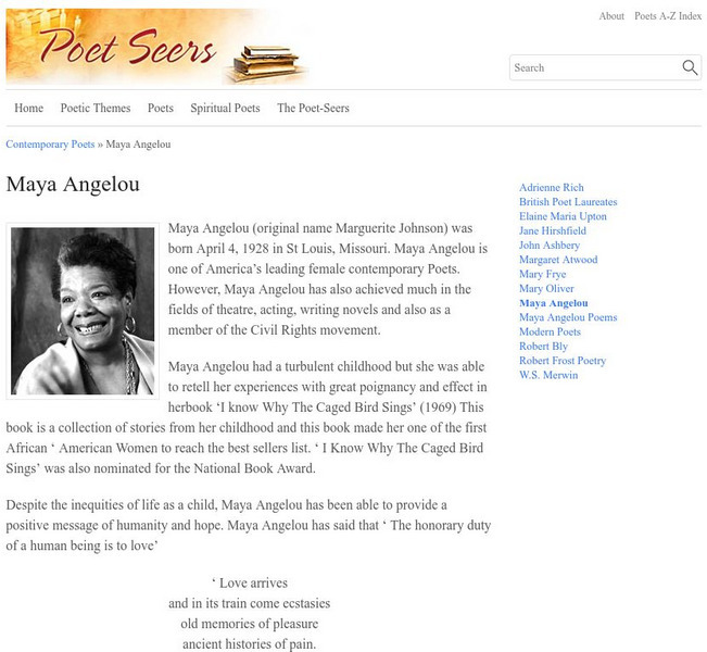 Maya Angelou Biography Handout Maya Angelou Biography Handout