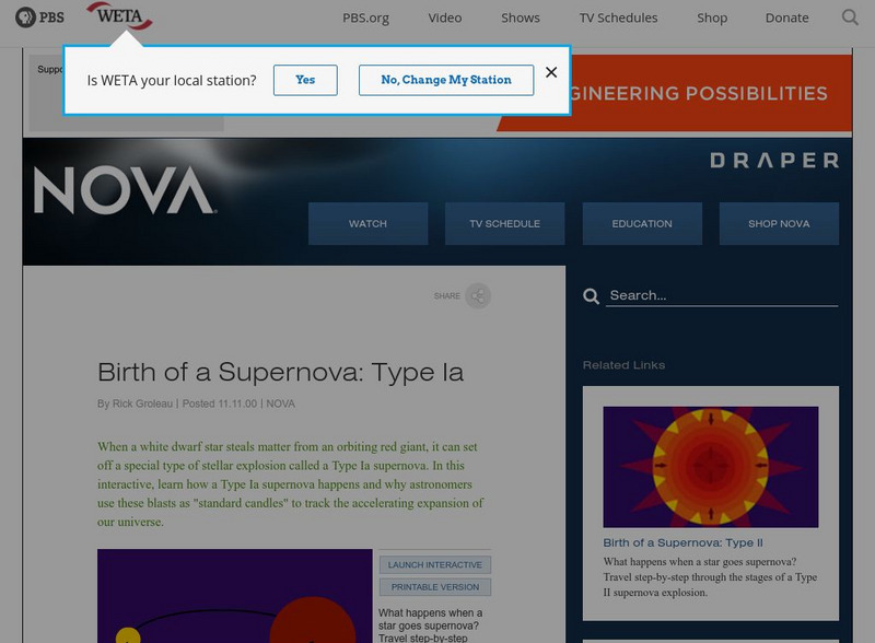 Pbs: Nova Online: Birth of a Supernova Website