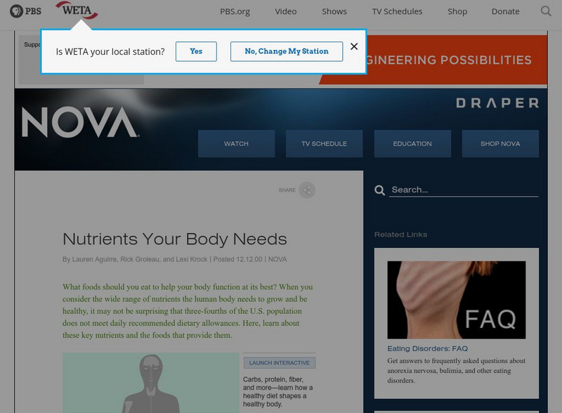 Pbs Nova Teachers: Dying to Be Thin: Body Needs Interactive Pbs Nova Teachers: Dying to Be Thin: Body Needs Interactive