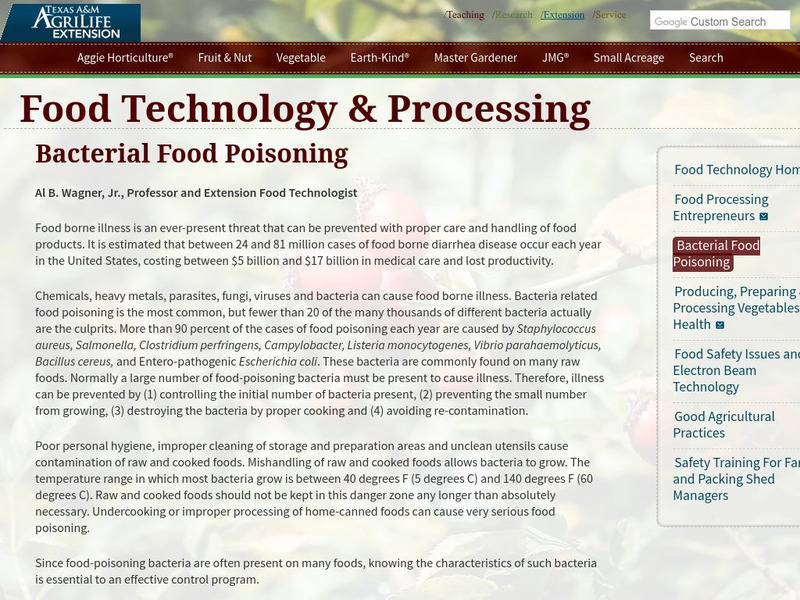 Texas A&m Agrilife Extension: Bacterial Food Poisoning Website Texas A&m Agrilife Extension: Bacterial Food Poisoning Website