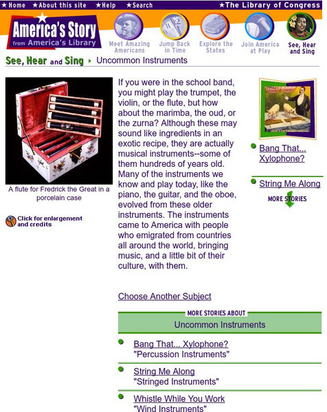 Loc: America's Story: Uncommon Instruments Website Loc: America's Story: Uncommon Instruments Website