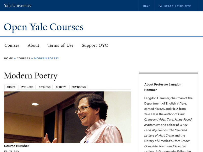 Open Yale Courses: Modern Poetry Online Course Open Yale Courses: Modern Poetry Online Course