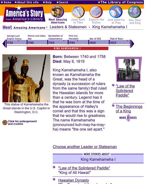 Loc: America's Story: King Kamehameha I Handout Loc: America's Story: King Kamehameha I Handout