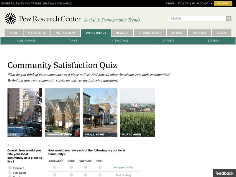 Pew Social and Demographic Trends: Community Satisfaction Quiz Unknown Type Pew Social and Demographic Trends: Community Satisfaction Quiz Unknown Type