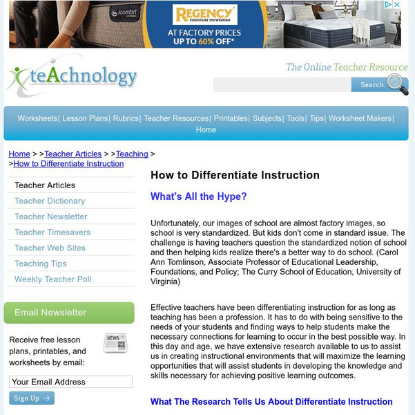 Teachnology: How to Differentiate Instruction Website Teachnology: How to Differentiate Instruction Website