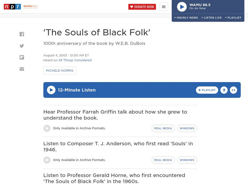 Npr: w.e.b. Du Bois Audio Npr: w.e.b. Du Bois Audio