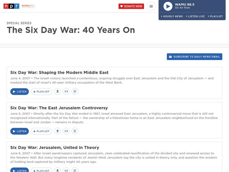 Npr: The Six Day War: 40 Years On Activity Npr: The Six Day War: 40 Years On Activity