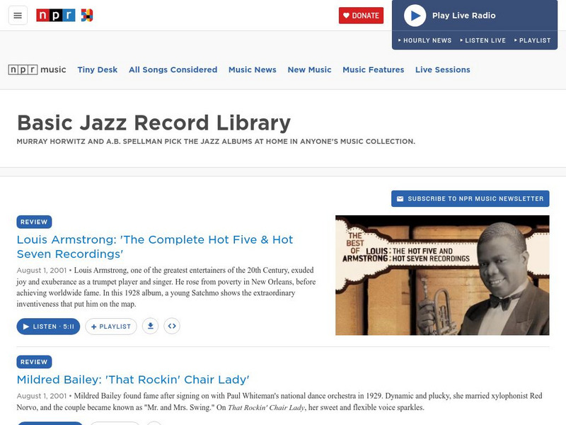 Npr: Basic Jazz Record Library Audio Npr: Basic Jazz Record Library Audio