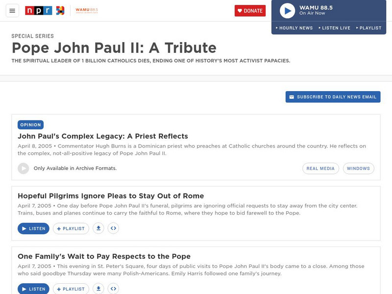 Npr: Pope John Paul Ii: His Life Remembered Audio Npr: Pope John Paul Ii: His Life Remembered Audio
