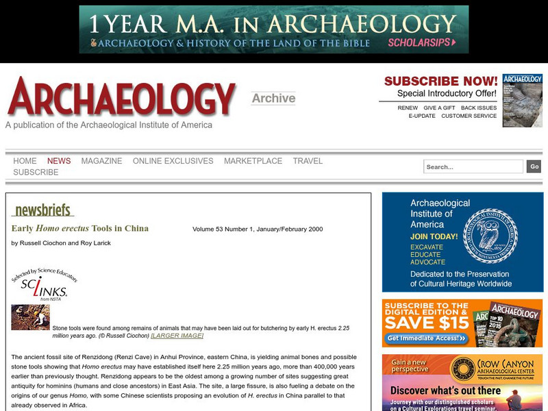 Early Homo Erectus Tools in China Handout Early Homo Erectus Tools in China Handout