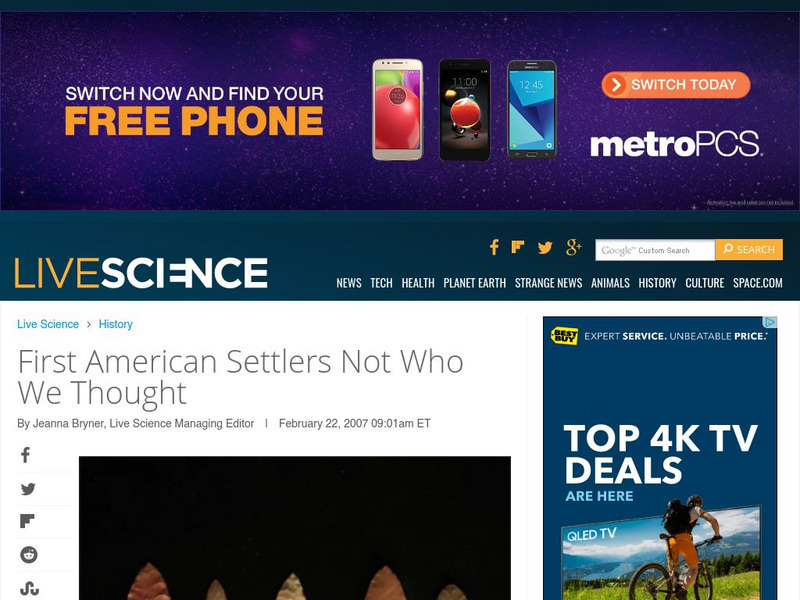 Live Science: First American Settlers Not Who We Thought Website