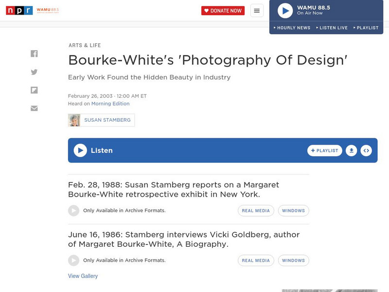 Npr: Bourke White's 'Photography of Design' Website