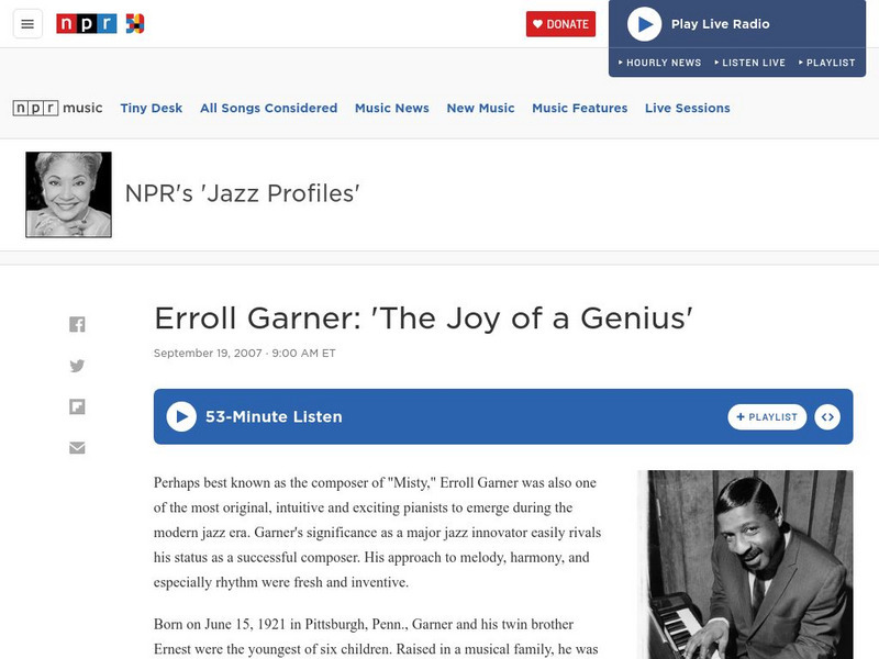 Npr: Erroll Garner: "The Joy of Genius" Audio Npr: Erroll Garner: "The Joy of Genius" Audio